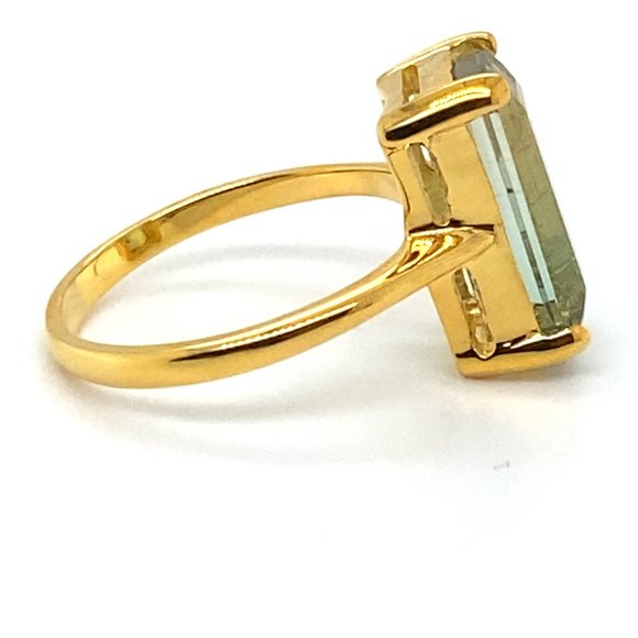 Bi Color Tourmaline 6.90ct Solid 14K Yellow Gold Ring - Picture 5 of 7
